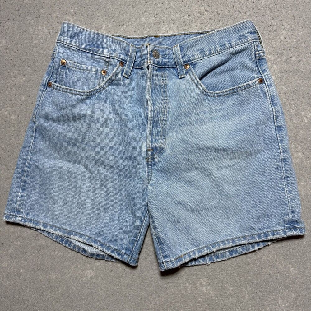 Levi's Premium 501 Shorts Original Fit Bermuda High Rise Women Sz 30 Light Wash